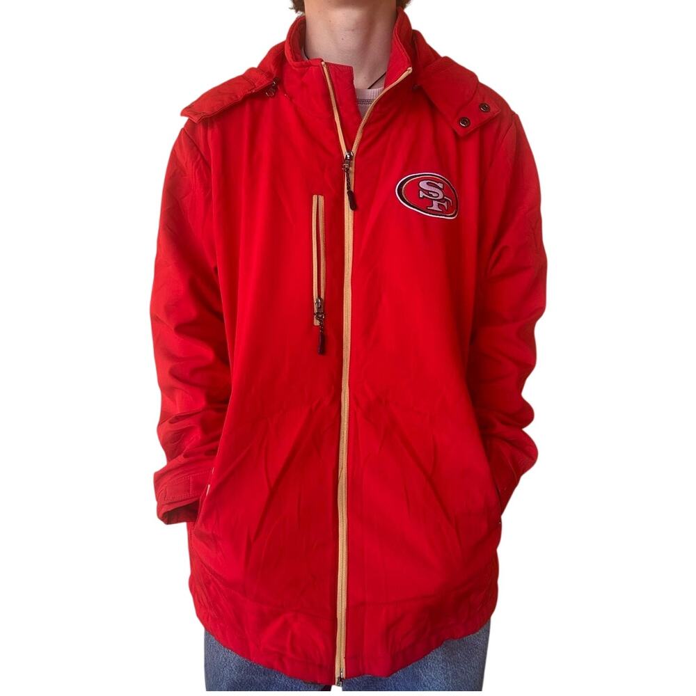 NFL San Francisco 49ers Red Hooded Jacket XL Fleece Lined Full Zip